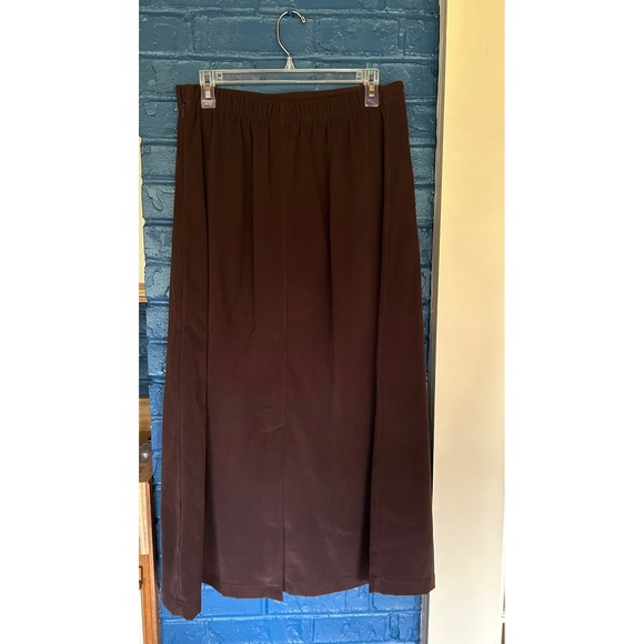 Denim &‎ Co. Brown Maxi Skirt Elastic Waist Pockets Career Casual - Picture 3 of 5
